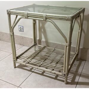 Wicker & Glass Side Table-SoUnique.PK