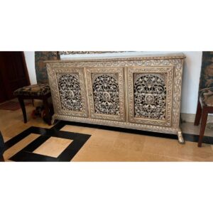 Hand-Carved Console with Floral Motifs-SoUnique.PK