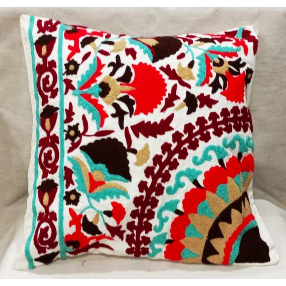 Embroidered Floral Cushion Cover-SoUnique.PK