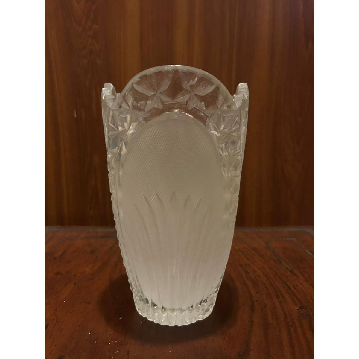 Vintage Cut Glass Frosted Vase - SoUnique.PK