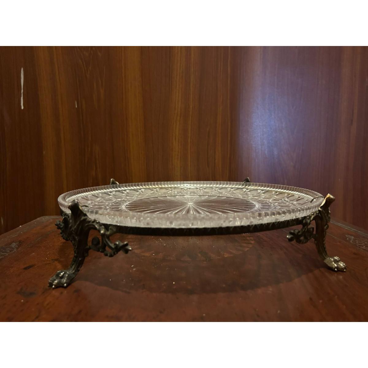 Vintage Brass & Glass Serving Stand - SoUnique.PK