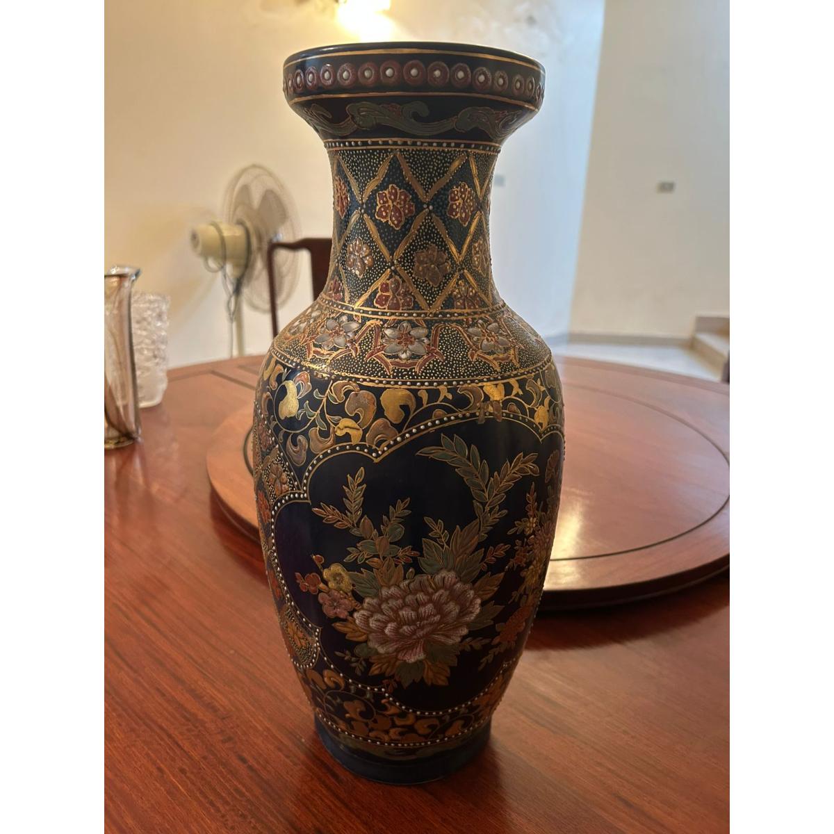 Chinese Vase with Floral & Gold Detailing - SoUnique.PK