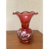 Cranberry Glass Vase with Ruffled Rim-SoUnique.PK
