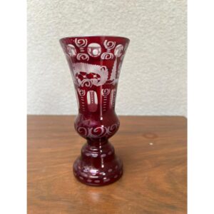 Antique Bohemian Ruby Crystal Vase-SoUnique.PK