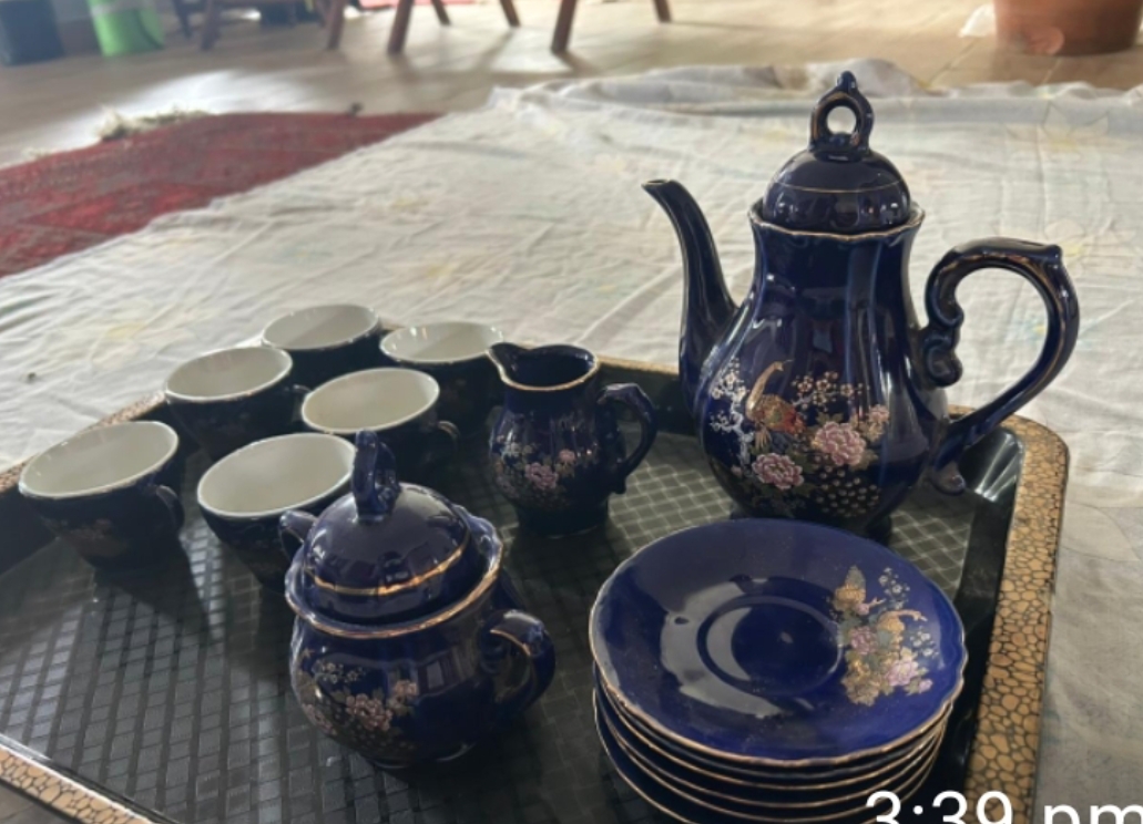 Japanese Cobalt Blue Music Box Coffee Set - SoUnique.PK