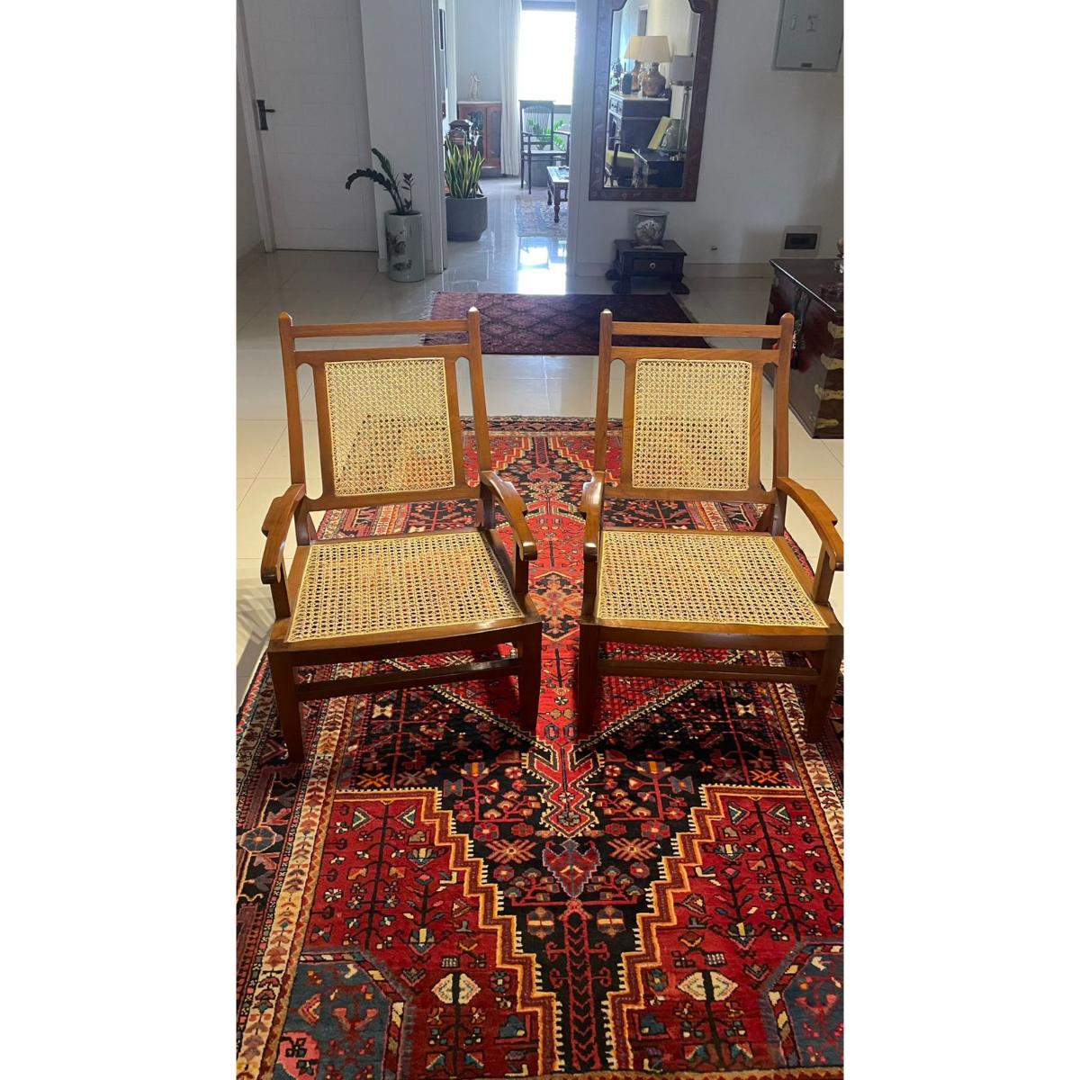 Pair of Teakwood Chairs with Hand-Woven Cane - SoUnique.PK