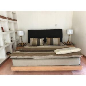 Oak Wood King Bed Set with Side Tables-SoUnique.PK