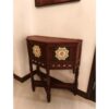 Teak Wood Corner Console with Decorative Tile Inlay-SoUnique.PK