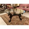 Glass Coffee Table with Carved Wood Horse Base-SoUnique.PK