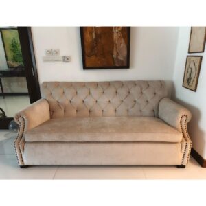 Beige Tufted 2-Seater Sofa-SoUnique.PK
