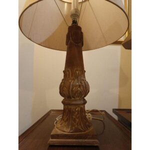 Carved Table Lamp with Fabric Shade-SoUnique.PK