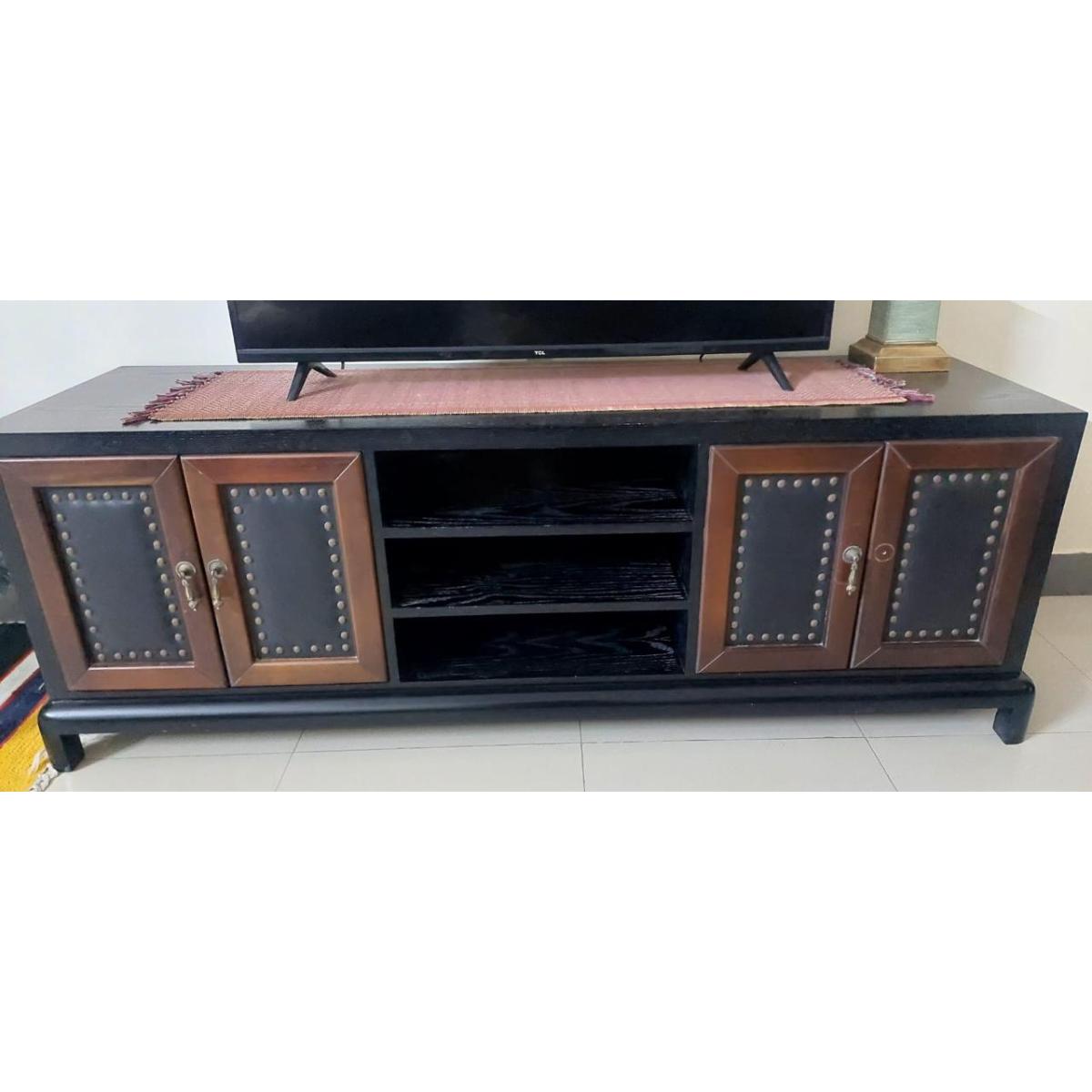 Wood & Leatherette TV console - SoUnique.PK