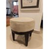 Round Velvet-Top Wood Stool - Sounique.PK