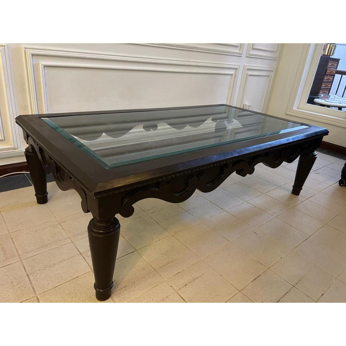Sheesham Coffee Table with Glass Top - SoUnique.PK