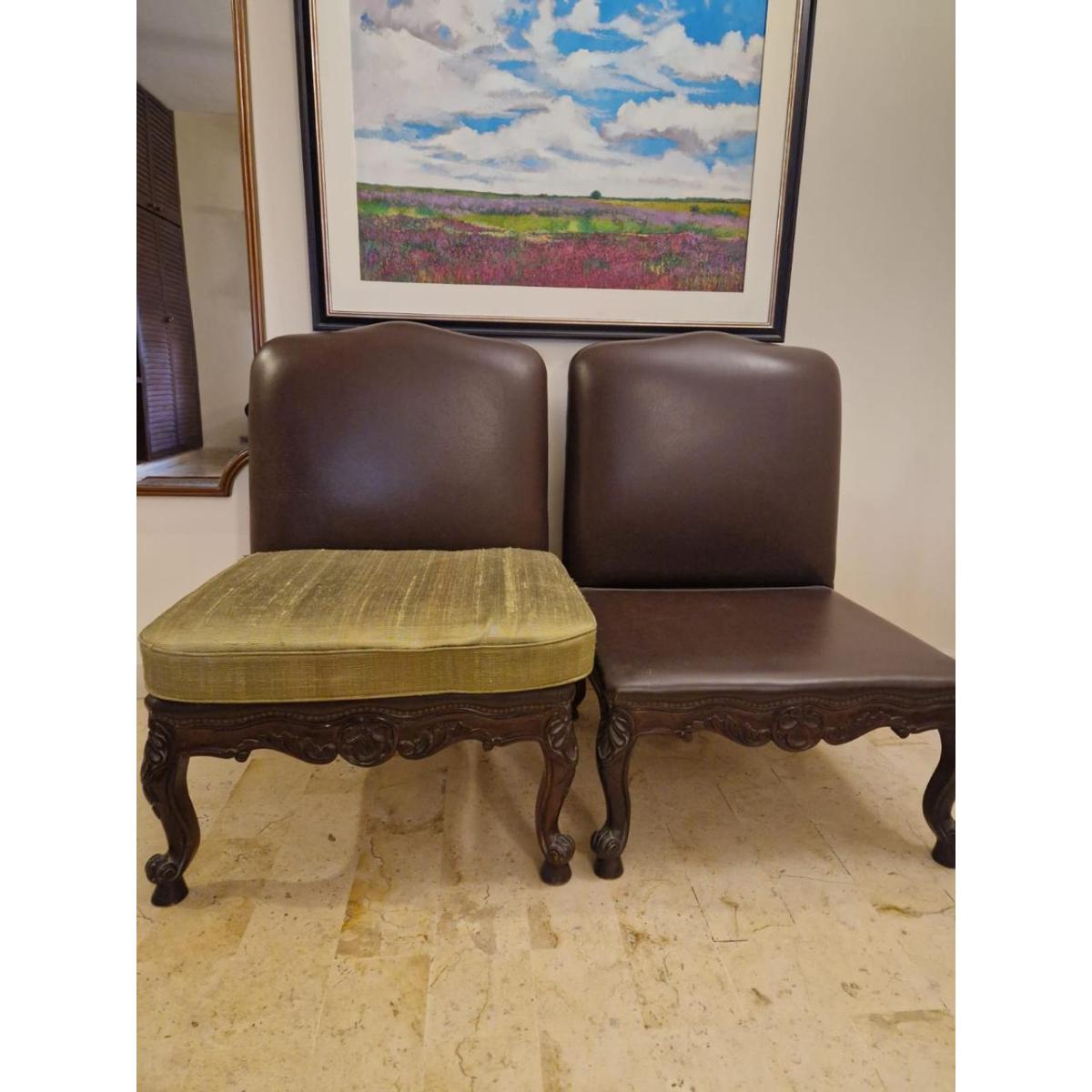 Pair of Genuine Leather Armless Lounge Chairs - SoUnique.PK