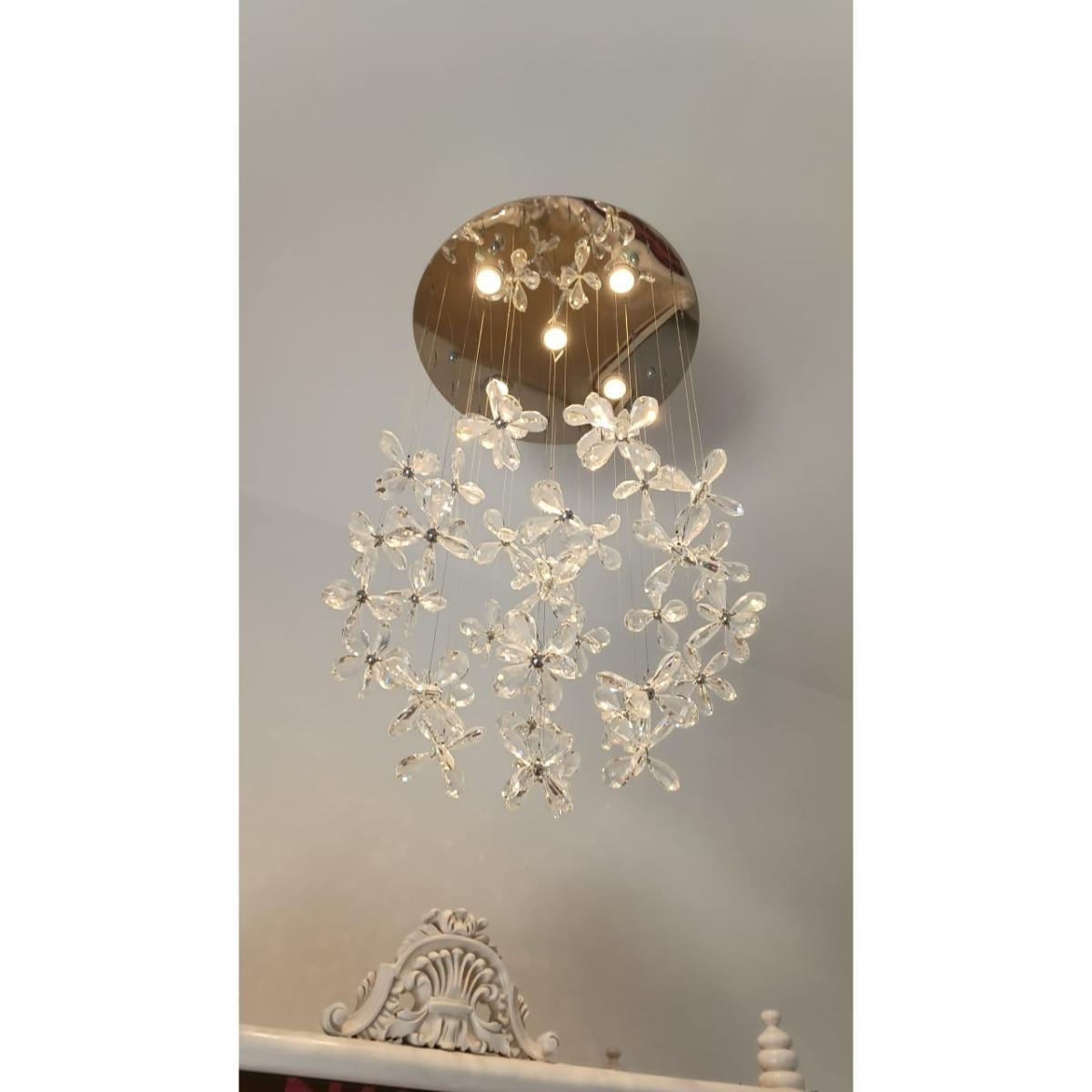 Glass Floral Hanging Chandelier - SoUnique.PK