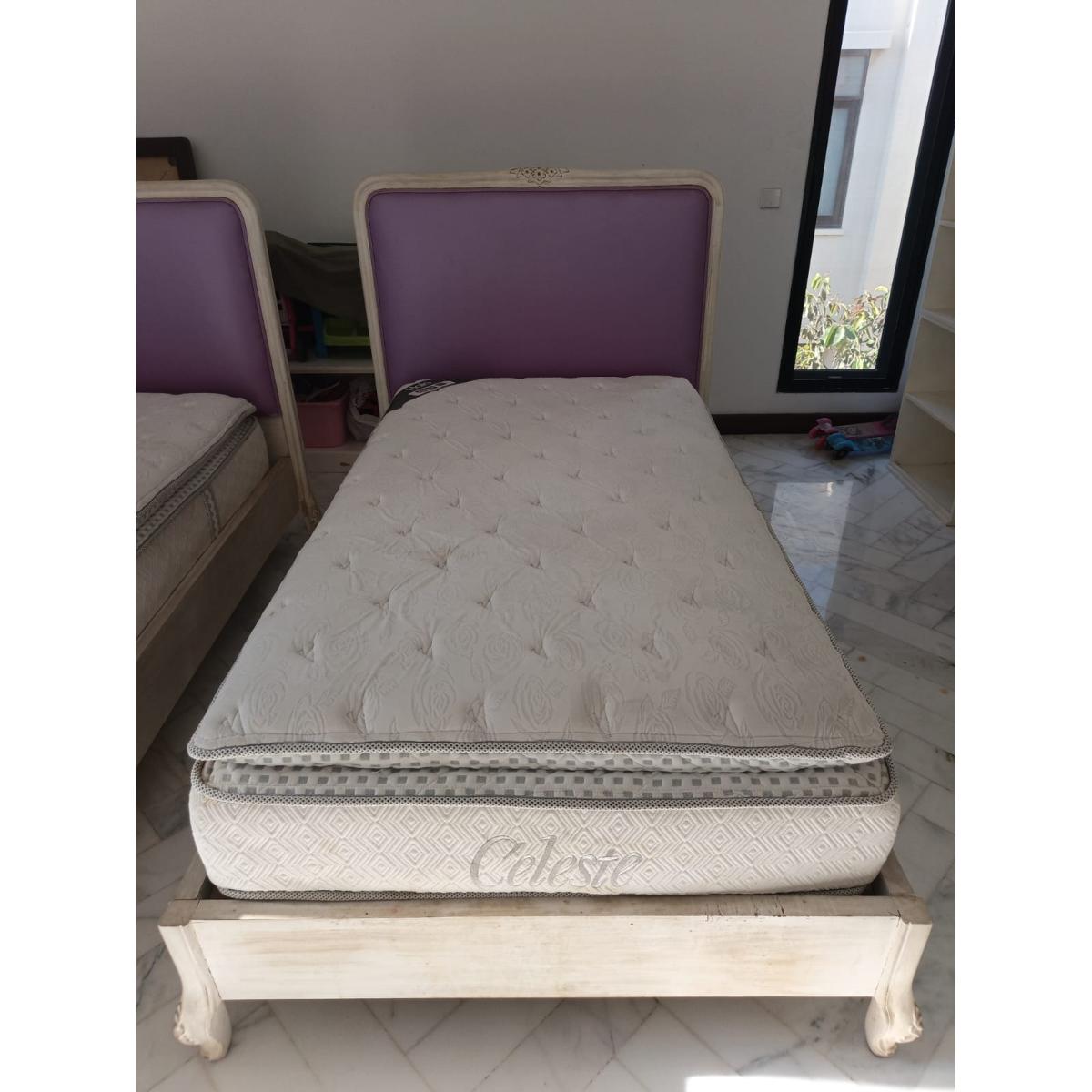 Single Bed with Upholstered Headboard & Mattress - SoUnique.PK